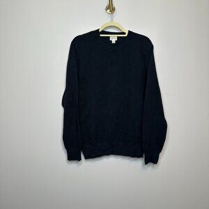 J. Crew Black Knit Crewneck Sweater 100% Cotton Men's Large